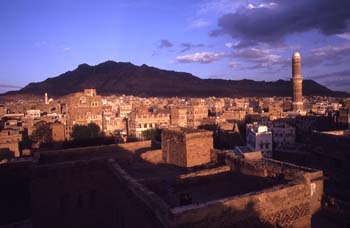 Vista de ciudad vieja de Sanaa, Yemen