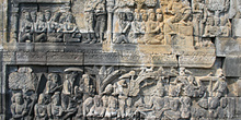 Detalle de relieves, Templo Borobudur, Jogyakarta, Indonesia