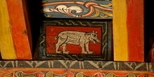 Detalle de pintura en alfarje. Animal cuadrípedo, Huesca