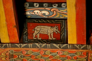 Detalle de pintura en alfarje. Animal cuadrípedo, Huesca