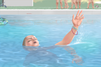 Bellezas al agua: Chica ahogándose en la piscina
