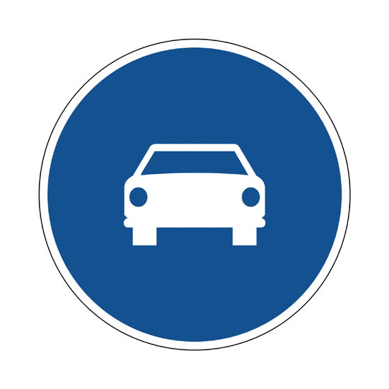 Calzada para automóviles, excepto motocicletas de dos ruedas sin