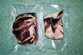 Trozos de jamón envasados