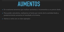 PRIMARIA-6º-AUMENTOS Y DESCUENTOS PORCENTUALES-MATEMÁTICAS-AMAIA, INMA, JORGE Y HUGO G-FORMACIÓN 