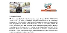 Carta del director IES PROFESOR JULIO PÉREZ. Puertas abiertas 2020