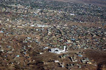 Vista aérea de arrabal, Rep. de Djibouti, áfrica