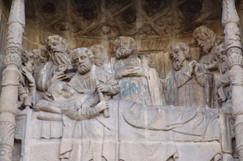 Detalle de la fachada de la Basílica de Santa María, Pontevedra,