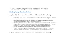 Score Descriptors TOEFL Junior Comprehensive
