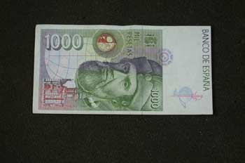 Reverso de un billete de 1000 pesetas