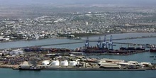 Vista aérea de puerto, Rep. de Djibouti, áfrica