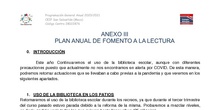 Plan fomento a la lectura 22-23 CEIP San Sebastián