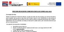 Precios reducidos Comedor Escolar 2022-2023