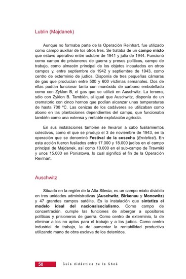 Página 50 de la Guía Didáctica de la Shoá