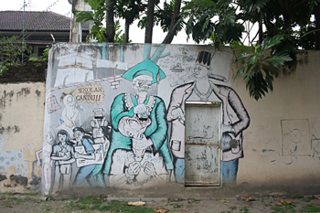 Pintada política en Bellas Artes, Jogyakarta, Indonesia