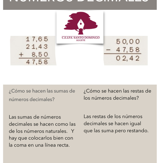 SUMAR Y RESTAR DECIMALES