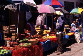 Puestos de verduras en San Cristóbal de las Casas, México