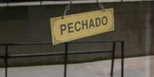 Cartel que indica cerrado, Santiago de Compostela, La Coruña, Ga