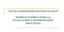 MODELOS TEÓRICOS SOBRE LAS ALTAS CAPACIDADES