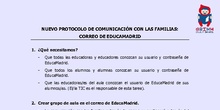 NUEVO PROTOCOLO DE COMUNICACIÓN CON LAS FAMILIAS: CORREO DE EDUCAMADRID