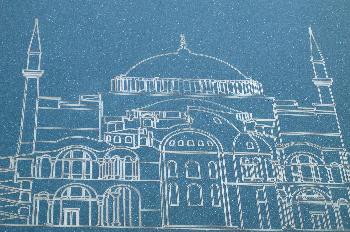 Litografía de la Santa Sofía, Estambul, Turquía