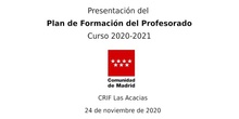 Presentación del Plan de Formación del Profesorado. Curso 2020-2021