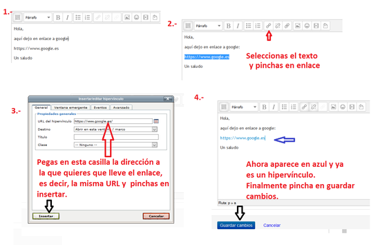 Ayuda para crear hipervinculos