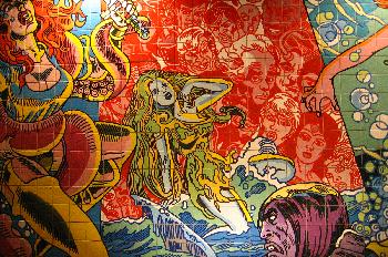 Azulejo en la estación de metro Oriente, Lisboa, Portugal