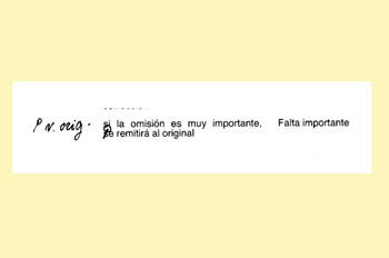 Signo de corrección: falta importante