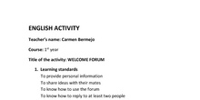 WELCOME FORUM