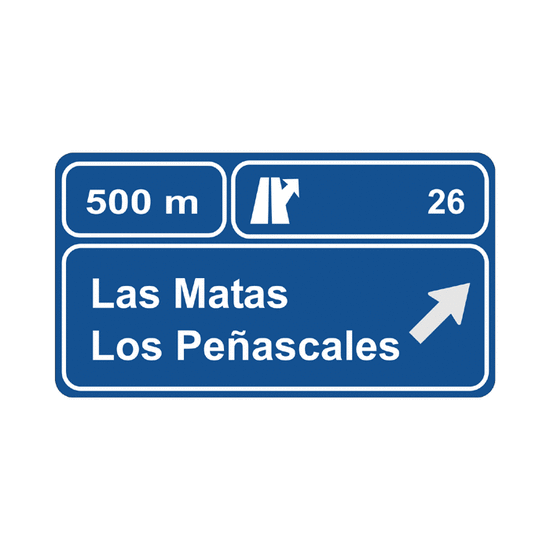 Preseñalización de direcciones en una autopista o una autovía ha