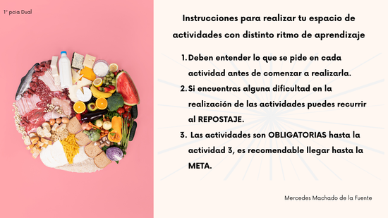 Instrucciones Espacio Aprendizaje Nutrición