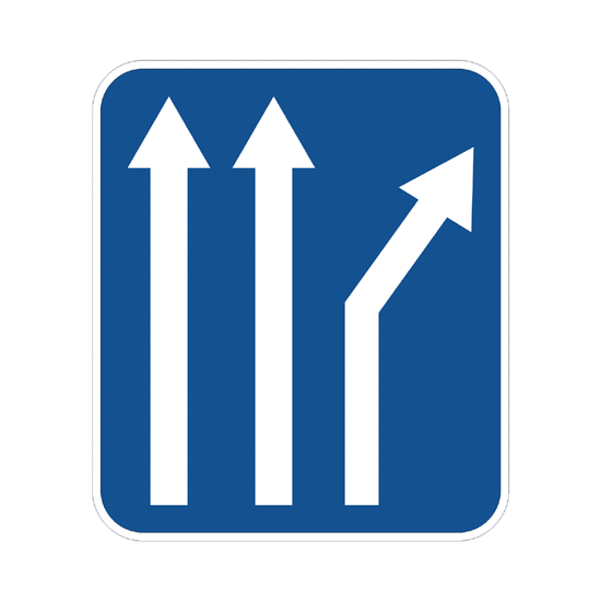 Bifurcación hacia la derecha en calzada de tres carriles