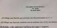 Ejercicio 1 examen funciones 3º ESO 2019