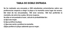 Tabla de doble entrada. 1 de 3