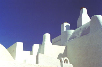 Chimenea de una casa de Santorini, Grecia