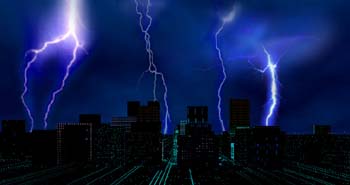 Noche de tormenta en una ciudad