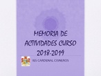 Memoria de extraescolares 2018 - 2019 IES Cardenal Cisneros