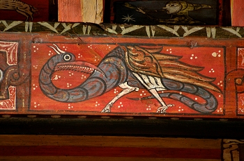 Detalle de pintura en alfarje. Pájaro