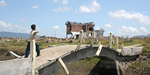 Zona devastada, Campamento de pescado, Alunaga, Sumatra, Indones