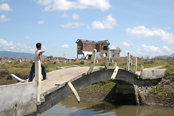 Zona devastada, Campamento de pescado, Alunaga, Sumatra, Indones
