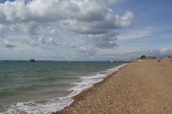 Playa de Southsea e Isla de Wight al fondo