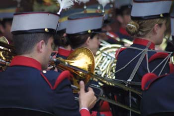 Miembros de la banda de música durante la Boda Real