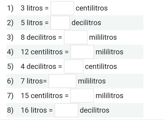 EJERCICIO DE CONVERSIÓN MEDIDAS DE CAPACIDAD