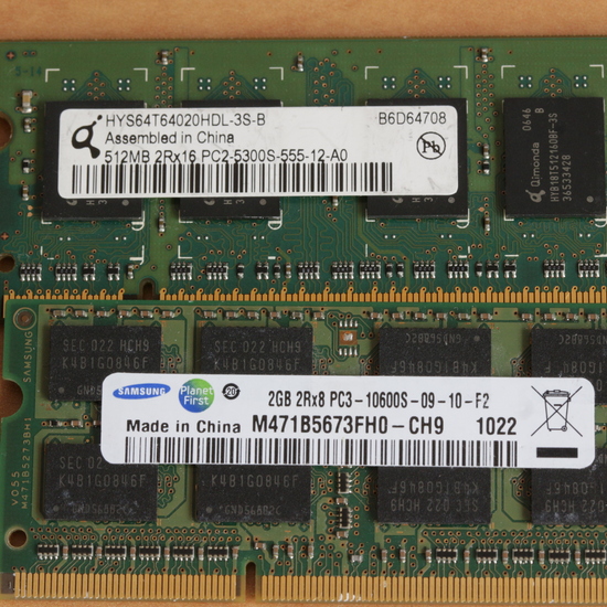 Memorias DDR2 y DDR3 para ordenadores portátiles