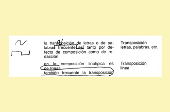 Signo de corrección: transposición de letras
