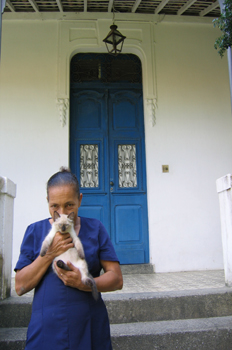 Mujer con un gato siamés, Olinda, Pernambuco, Brasil