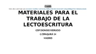 MATERIALES PARA EL TRABAJO DE LA LECTOESCRITURA