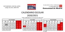 CALENDARIO ESCOLAR 2020/2021