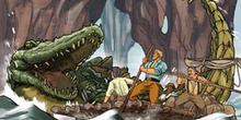 Viaje al centro de la Tierra: Un cocodrilo monstruoso atacando a
