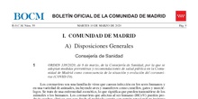 Orden BOCM-338/2020 Consejeria Sanidad